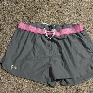 Under Armour Gray and Pink Athletic Shorts for Training